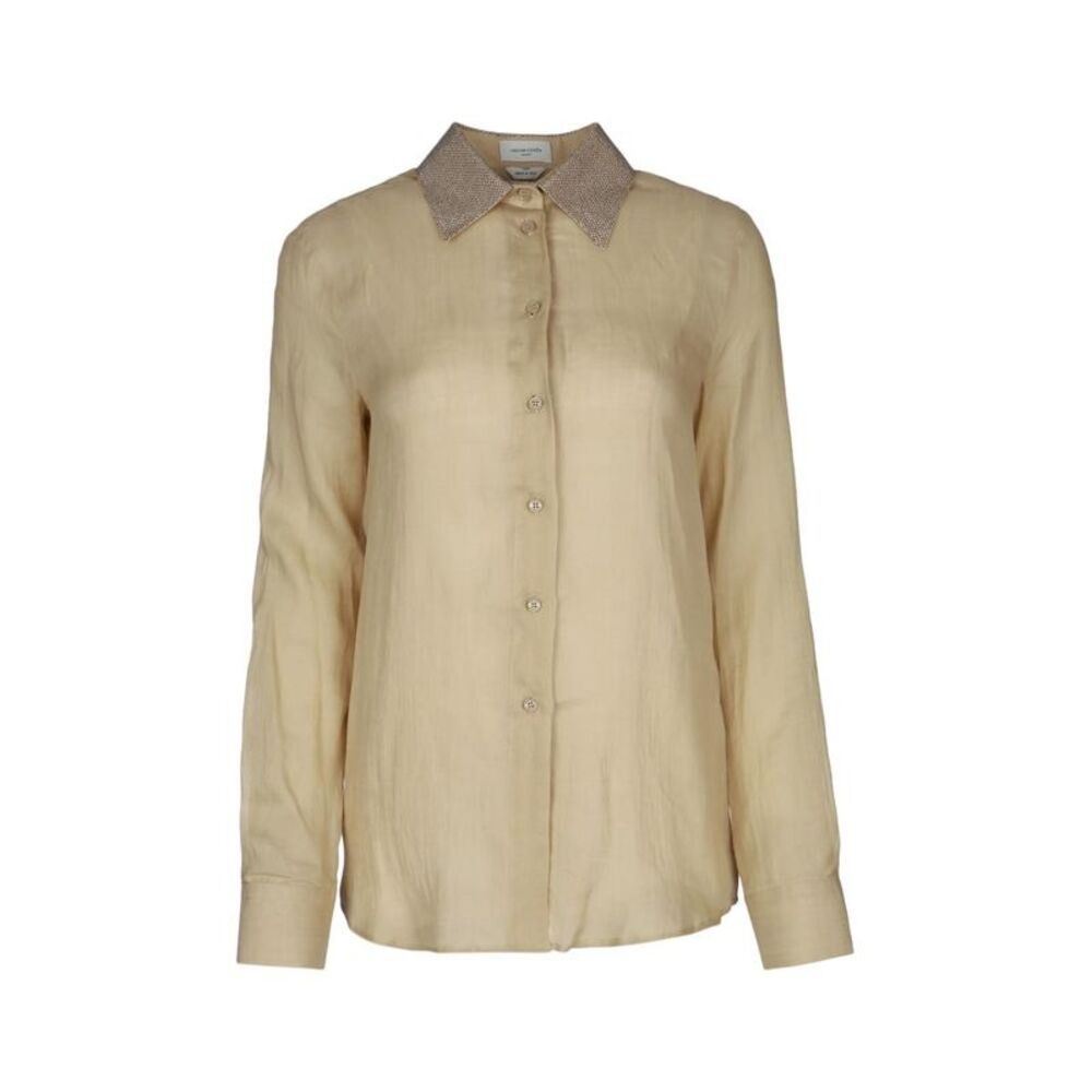 JACOB COHEN Women's Silk Blend Shirt with Embellished Collar Women Beige Shirts